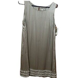 Kensi Silver Silk Slip Dress Beaded 12